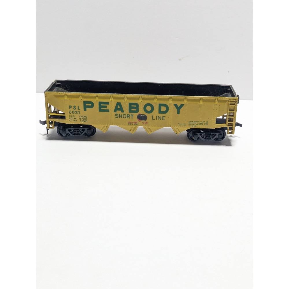 AHM Peabody Short Line PSL 6631 Vintage Yellow Quad Hopper Train Car HO Scale